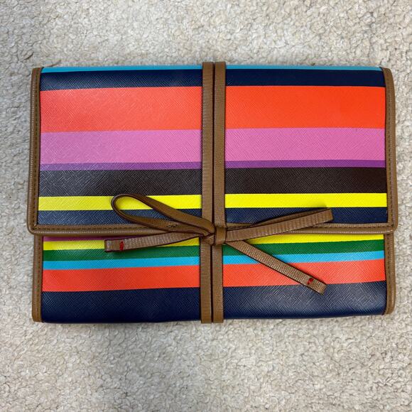 Stella & Dot Multicolor Rainbow Stripe Jewelry Organizer Travel Case - Picture 1 of 5